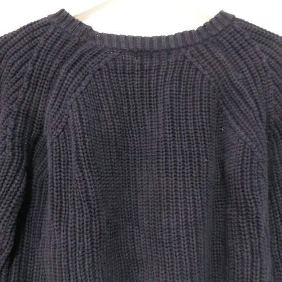 525 AMERICA | small | Navy Blue Cotton Chunky Knit Crewneck Sweater - Picture 10 of 16